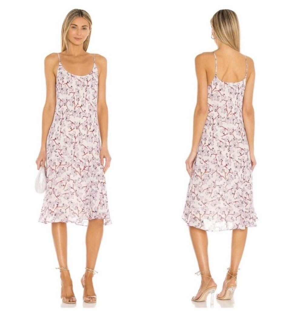 Rag & Bone Dress Eva Slip Midi in Lavender Red Floral Size:4